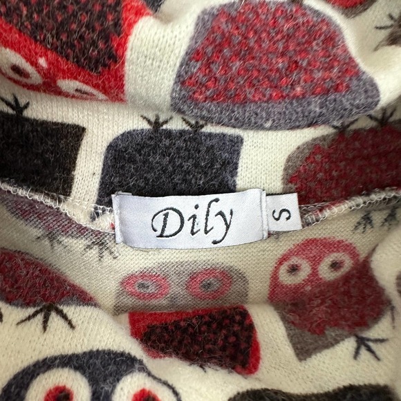 Dily Owl Dress Size Small Multicolor Cowl Neck Pleated Pullover Sleeveless - Picture 7 of 11